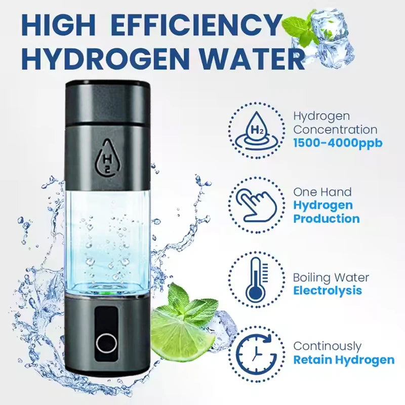 Factory Direct Hydrogen Rich Water Generator Bottle SPE & PEM Tech 6000PPB Dual Chamber Maker Ionizer H2 Inhalation Device