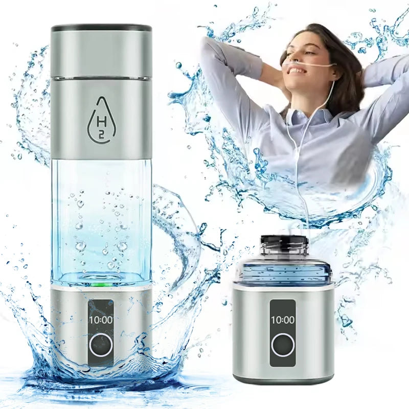 Factory Direct Hydrogen Rich Water Generator Bottle SPE & PEM Tech 6000PPB Dual Chamber Maker Ionizer H2 Inhalation Device